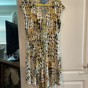 Vera Wang Gold and Silver Sequin Fitted Midi Dress